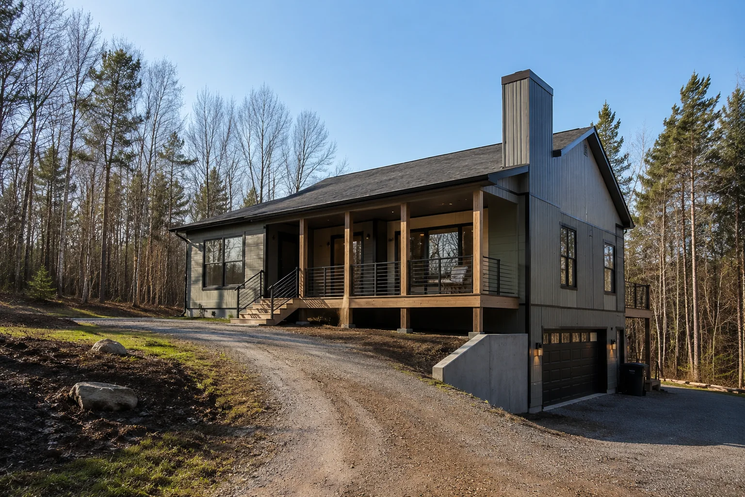 Modern charcoal residence in Oregon